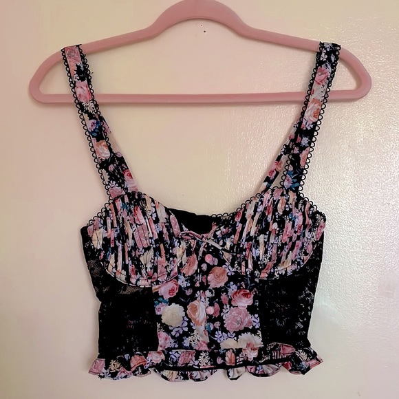 For Love & Lemons Gardenia Floral Bustier Top - Picture 2 of 4